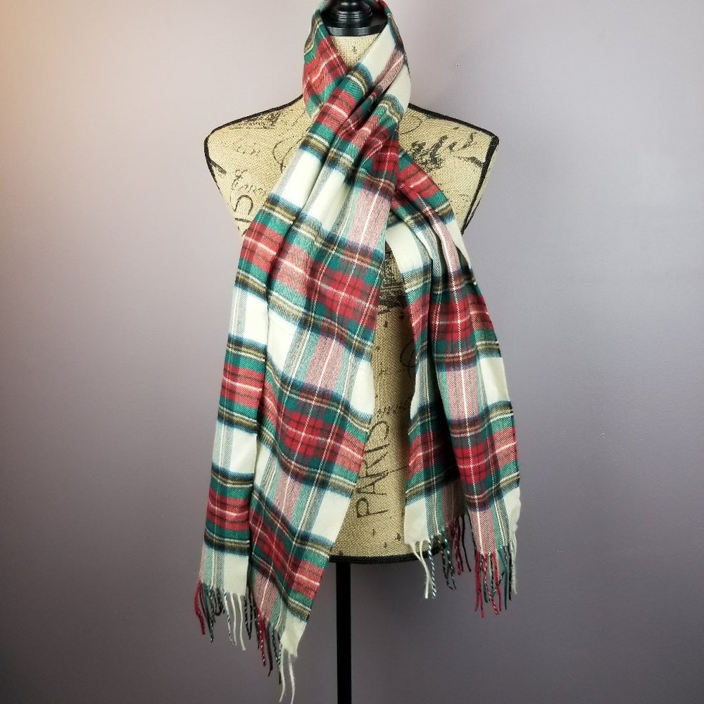 D&Y Softer Than Cashmere Scarf Plaid Fringe